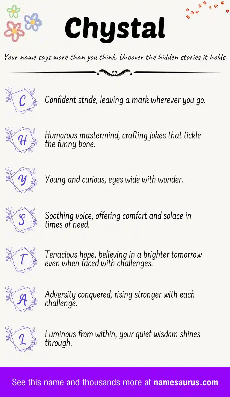 Acrostic poem about Chystal.