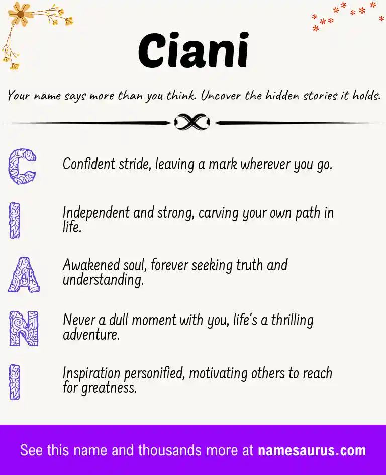 Acrostic poem about Ciani.