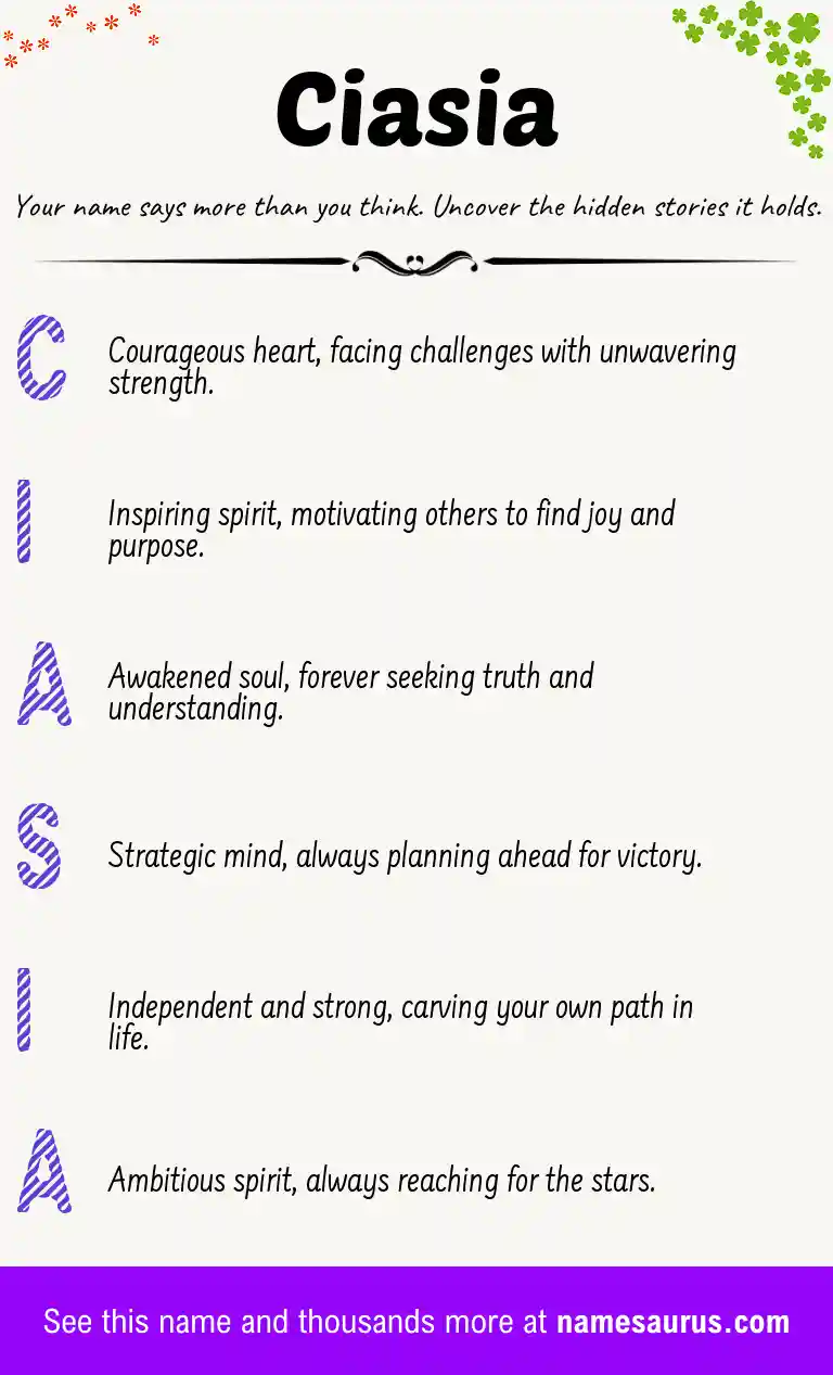 Acrostic poem about Ciasia.