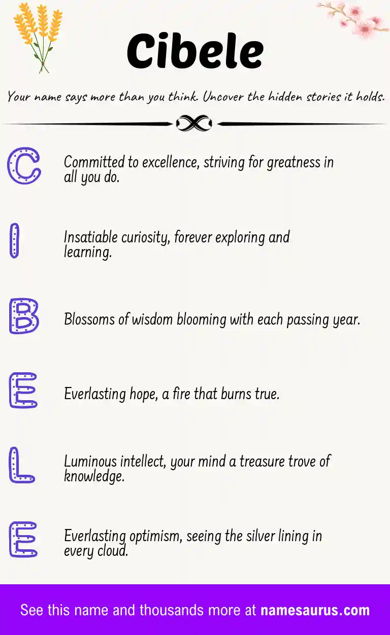 Acrostic poem about Cibele.