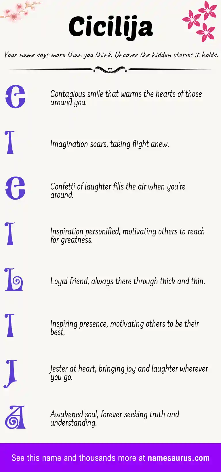 Acrostic poem about Cicilija.