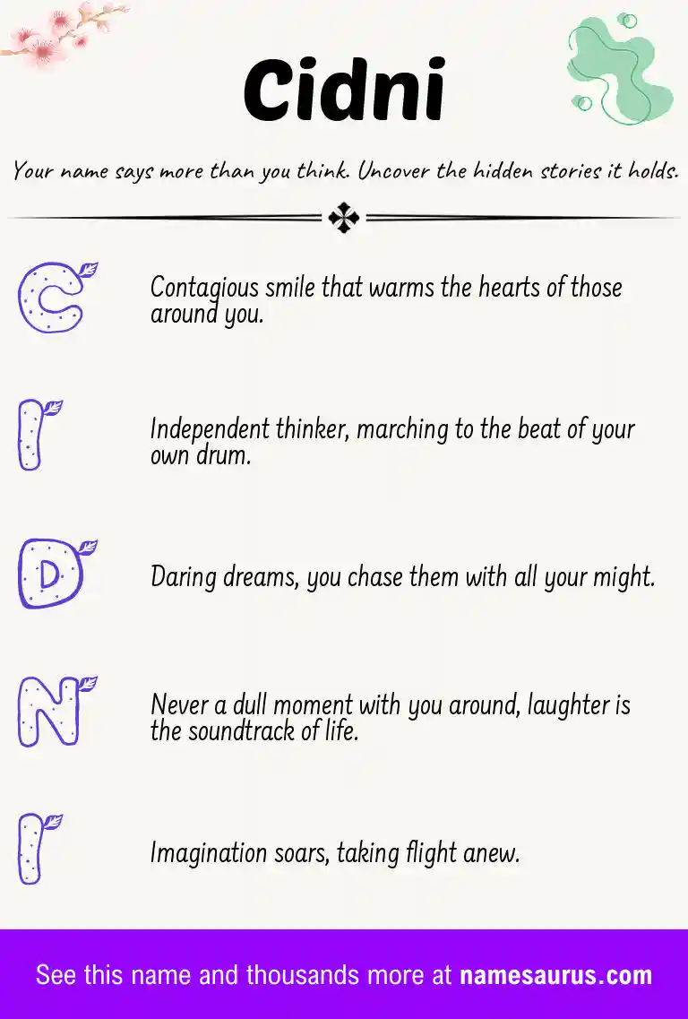 Acrostic poem about Cidni.