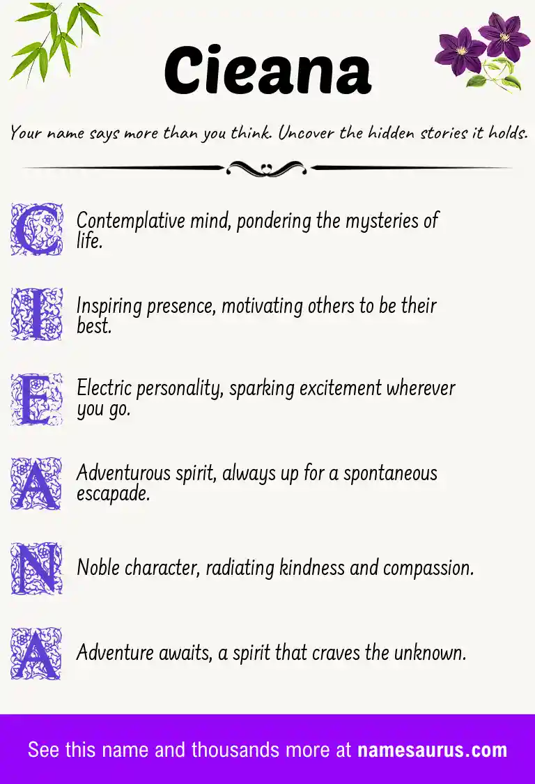 Acrostic poem about Cieana.
