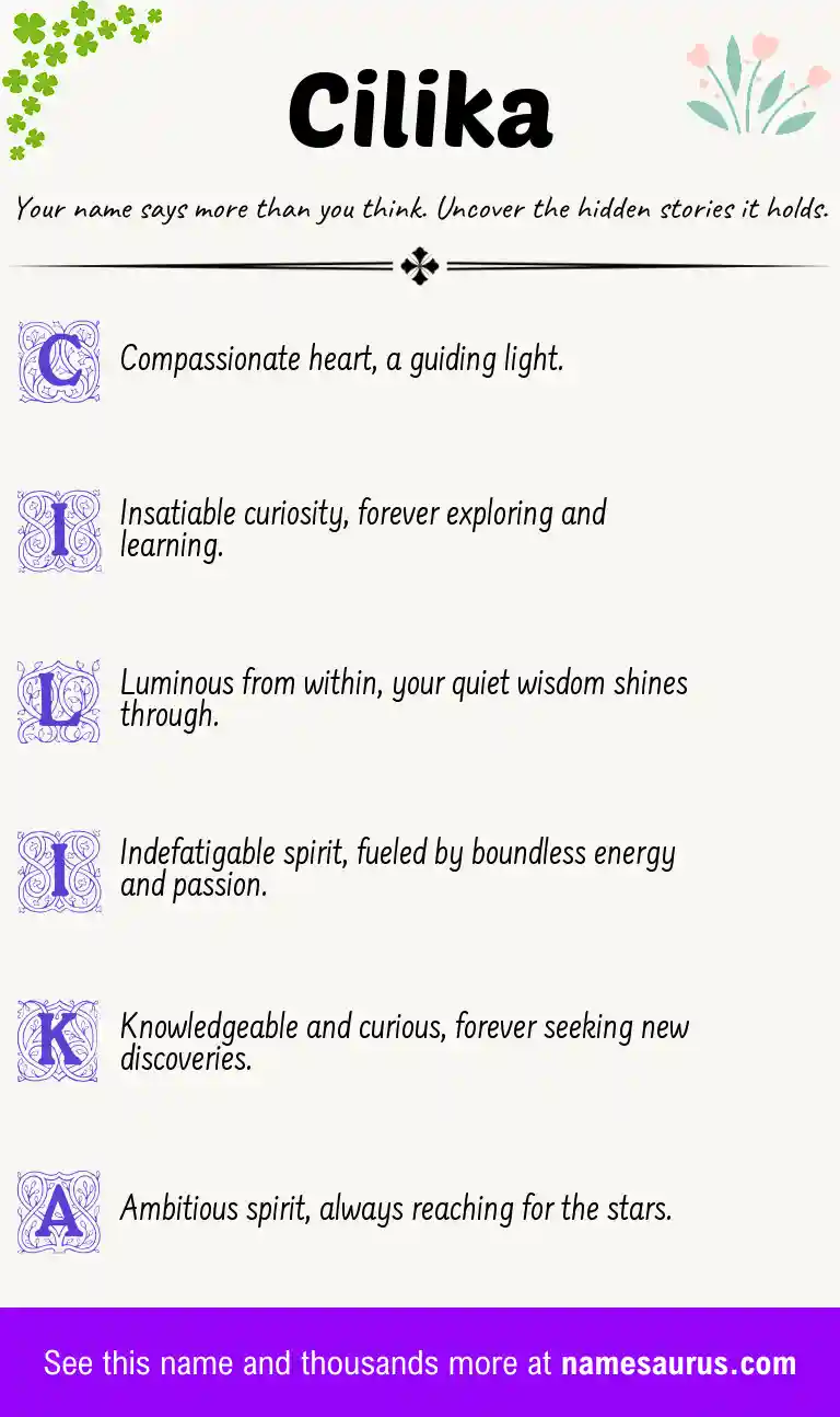 Acrostic poem about Cilika.