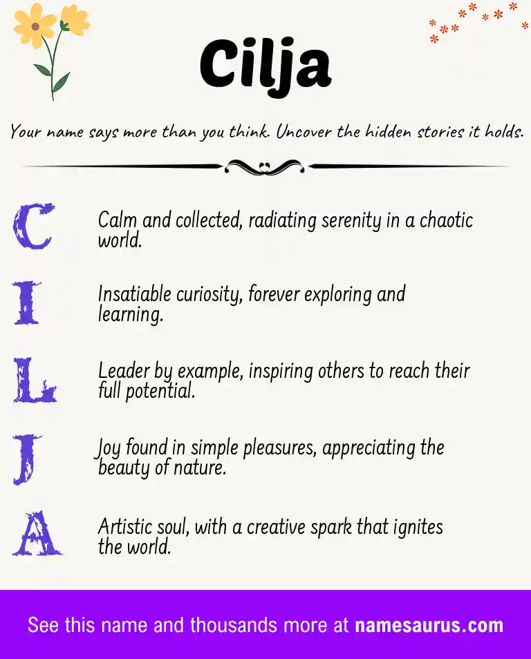 Acrostic poem about Cilja.