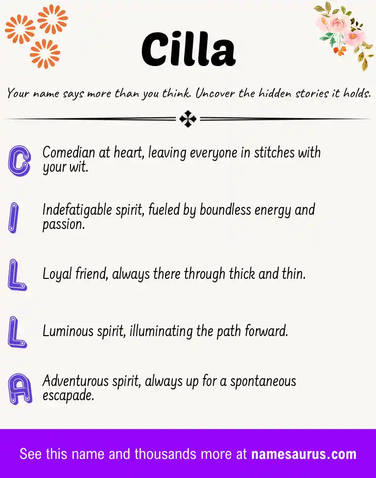 Acrostic poem about Cilla.