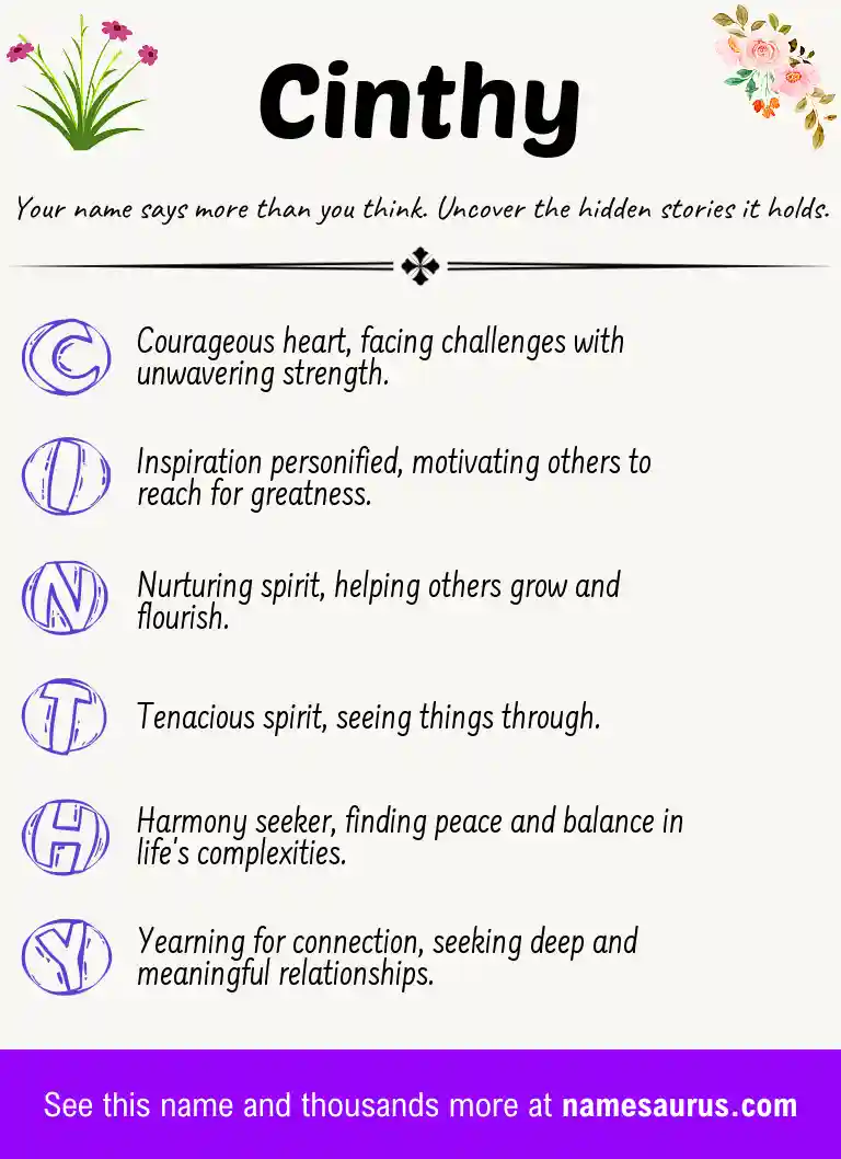 Acrostic poem about Cinthy.