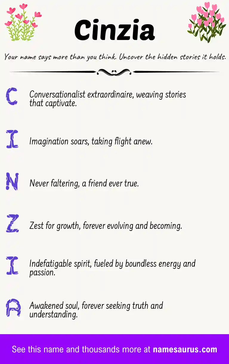 Acrostic poem about Cinzia.
