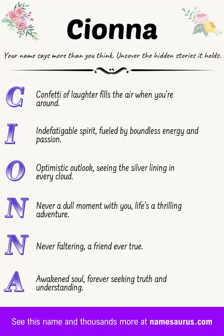 Acrostic poem about Cionna.