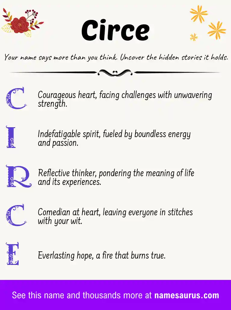 Acrostic poem about Circe.