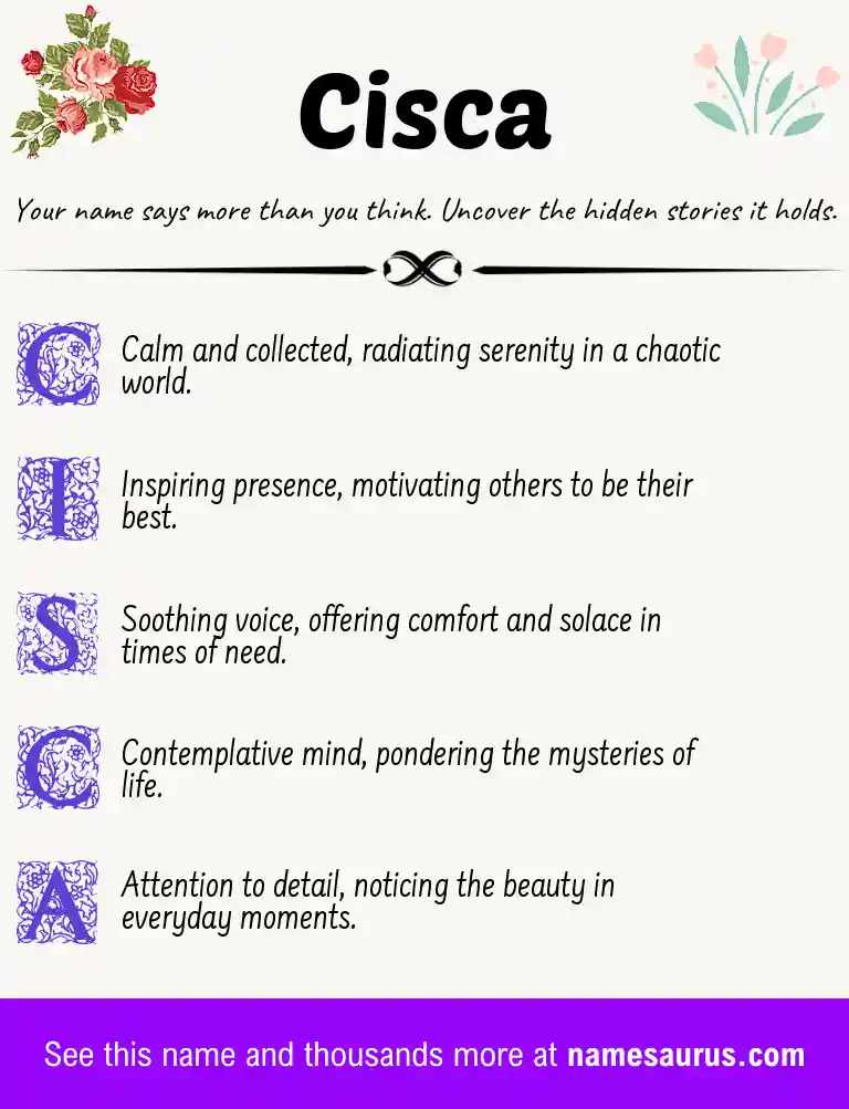 Acrostic poem about Cisca.