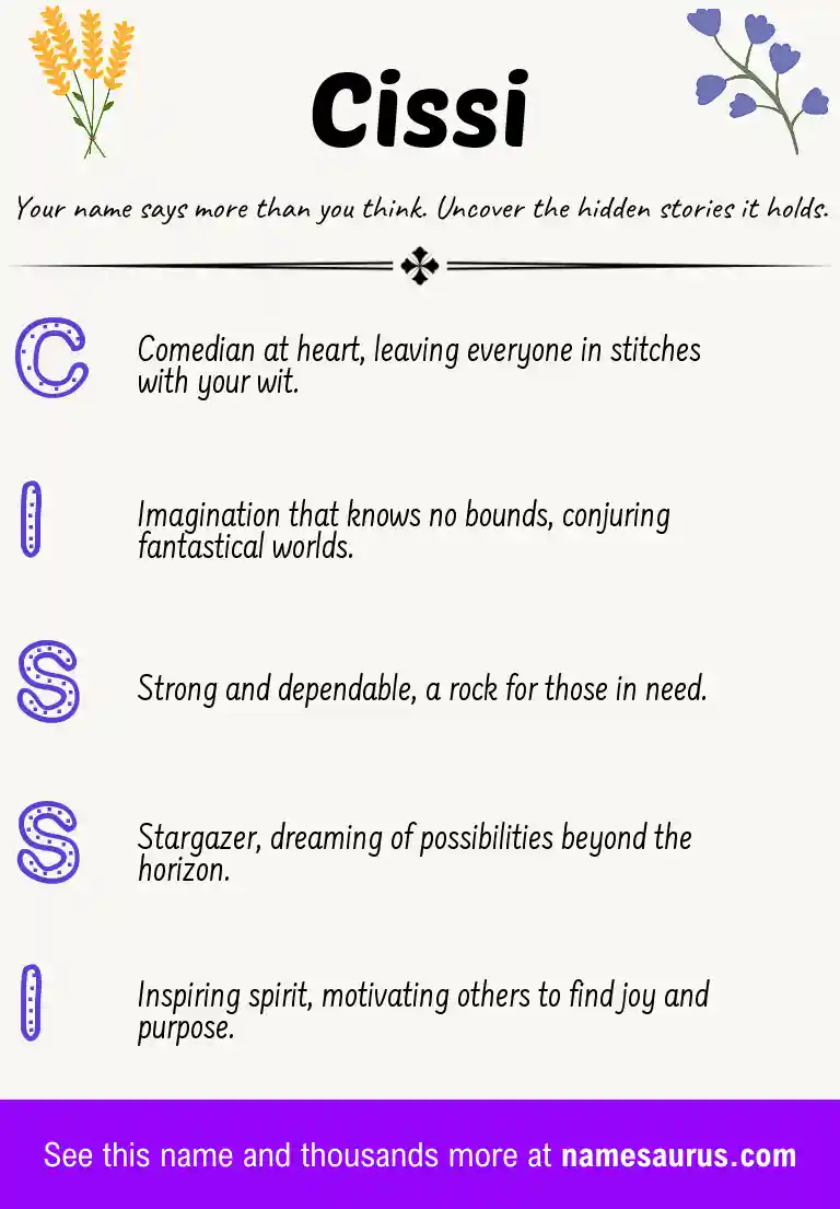 Acrostic poem about Cissi.