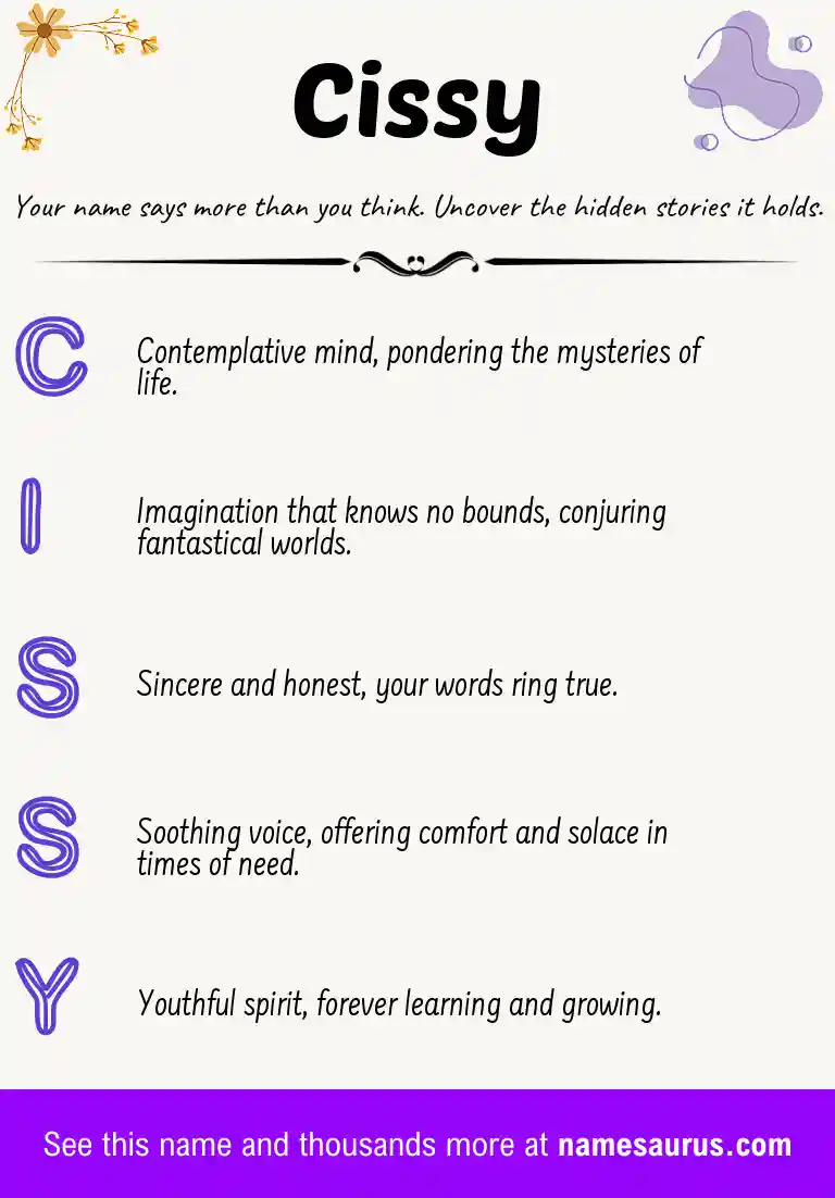 Acrostic poem about Cissy.