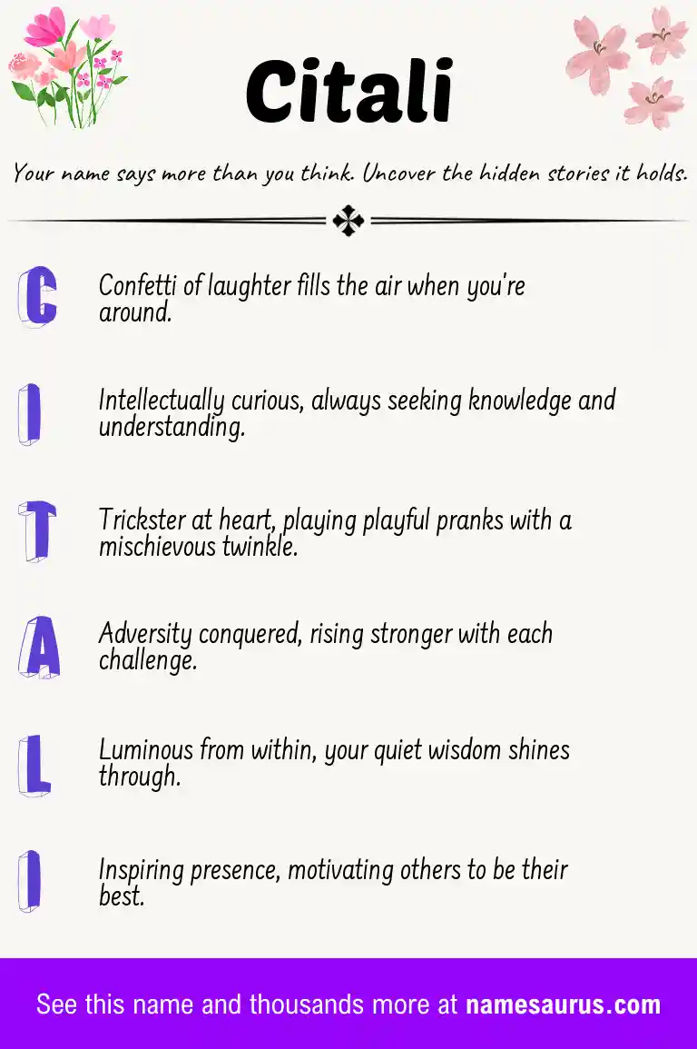Acrostic poem about Citali.