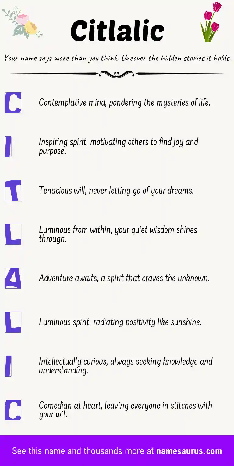 Acrostic poem about Citlalic.