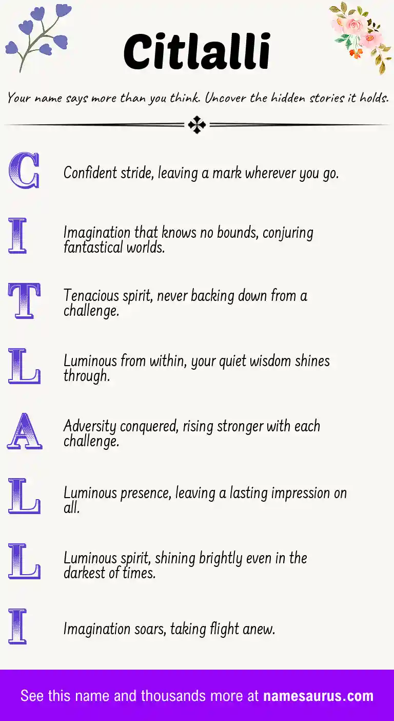 Acrostic poem about Citlalli.