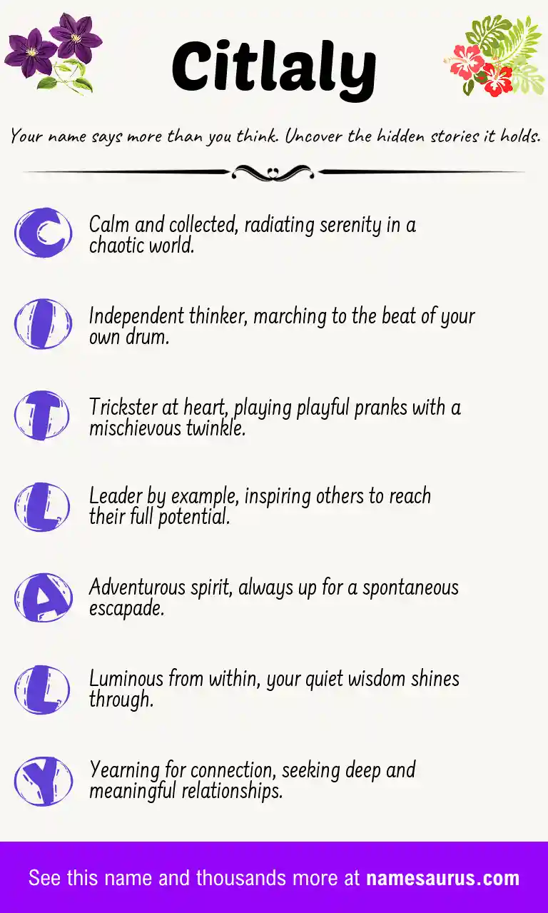 Acrostic poem about Citlaly.