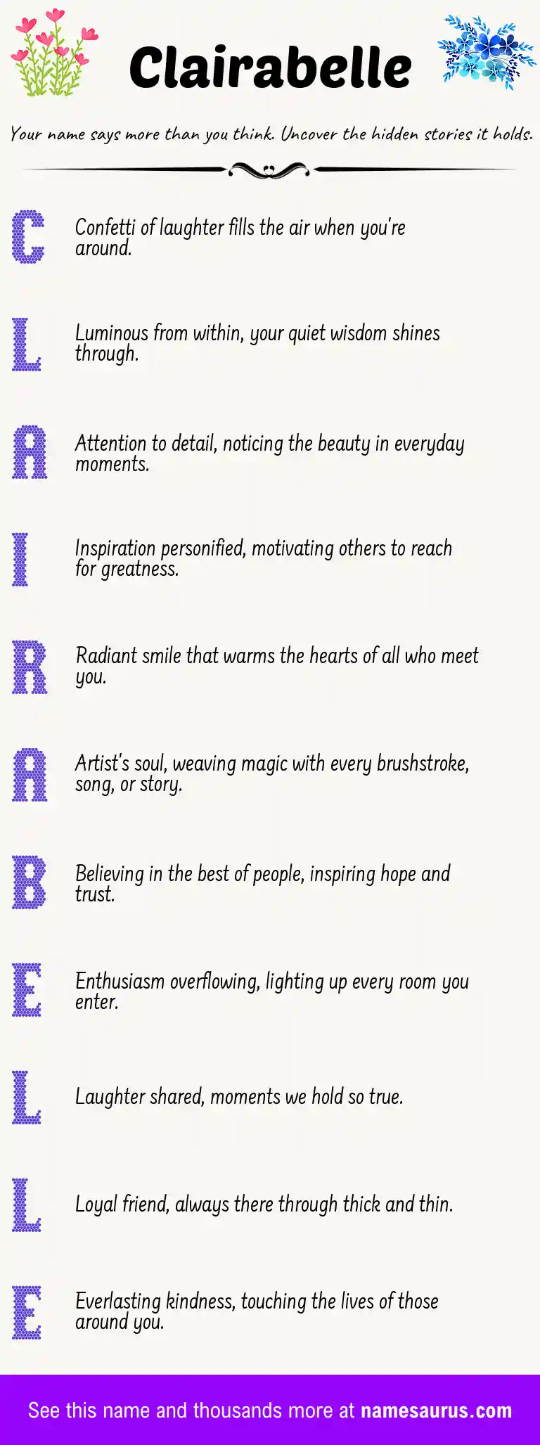 Acrostic poem about Clairabelle.