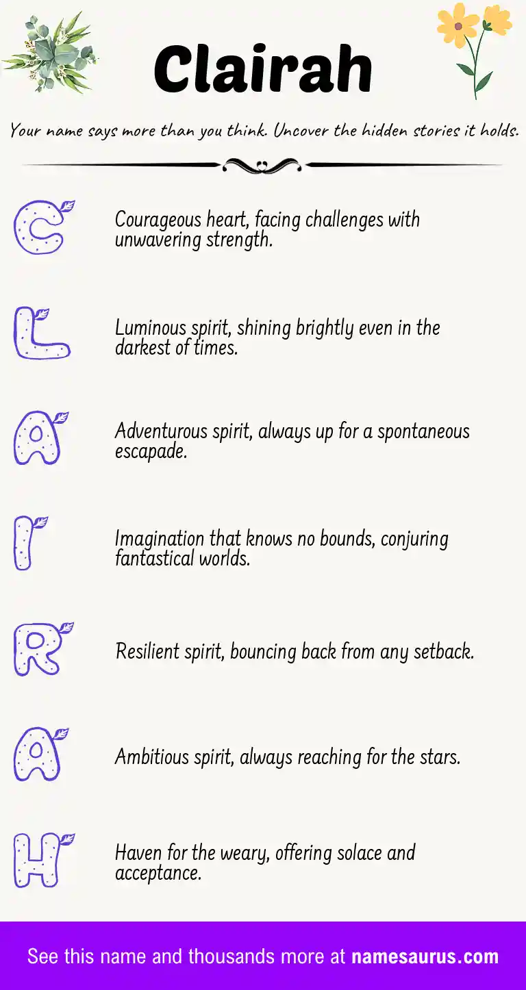 Acrostic poem about Clairah.