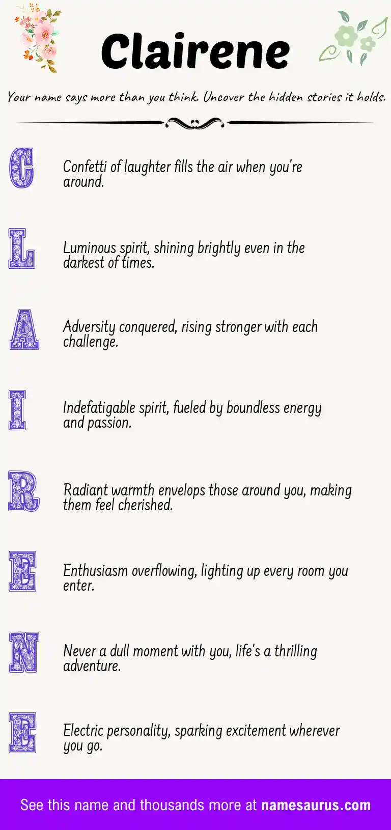 Acrostic poem about Clairene.