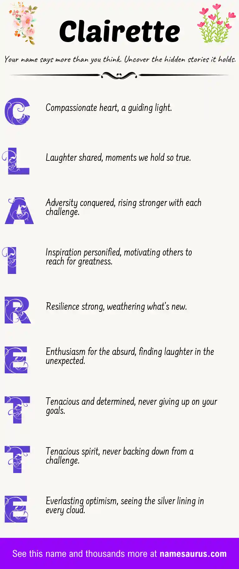 Acrostic poem about Clairette.