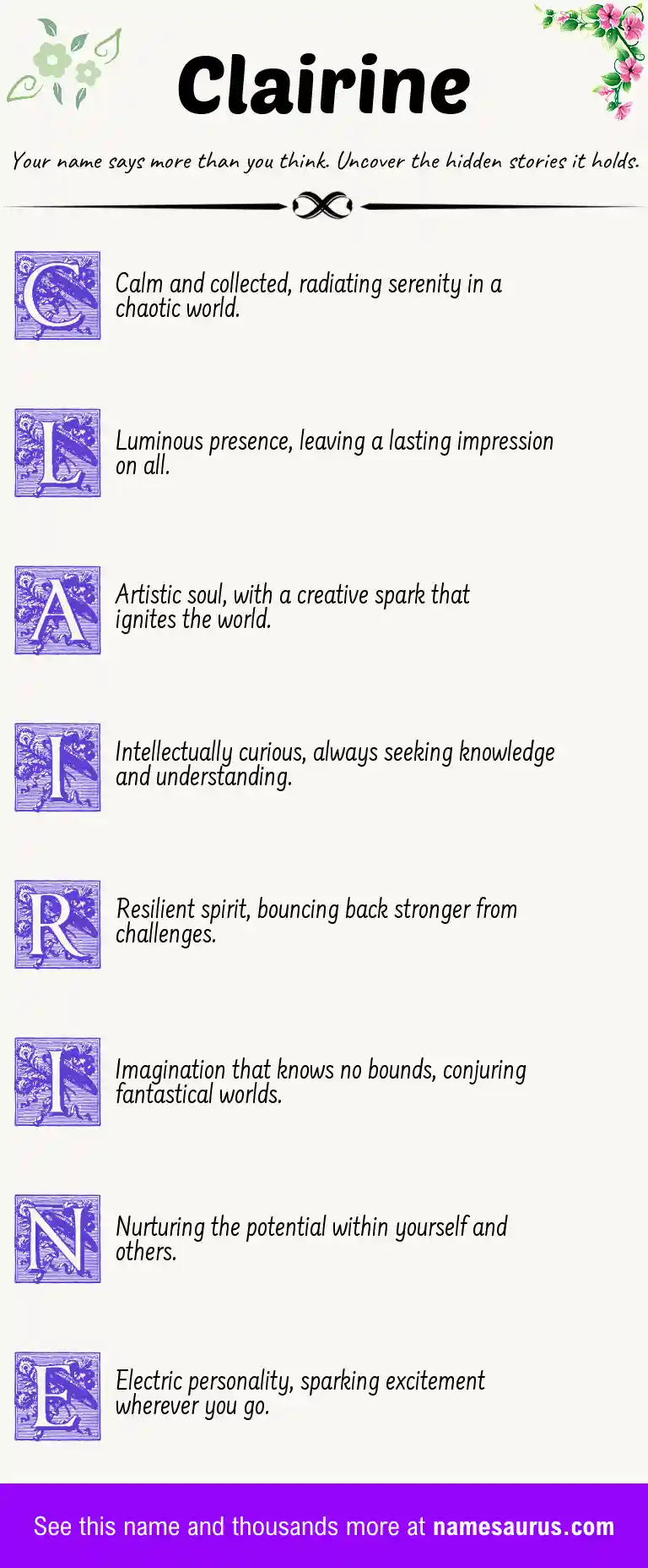 Acrostic poem about Clairine.
