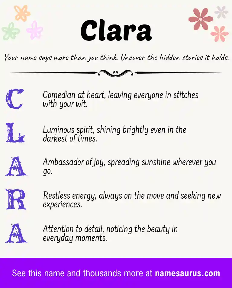 Acrostic poem about Clara.
