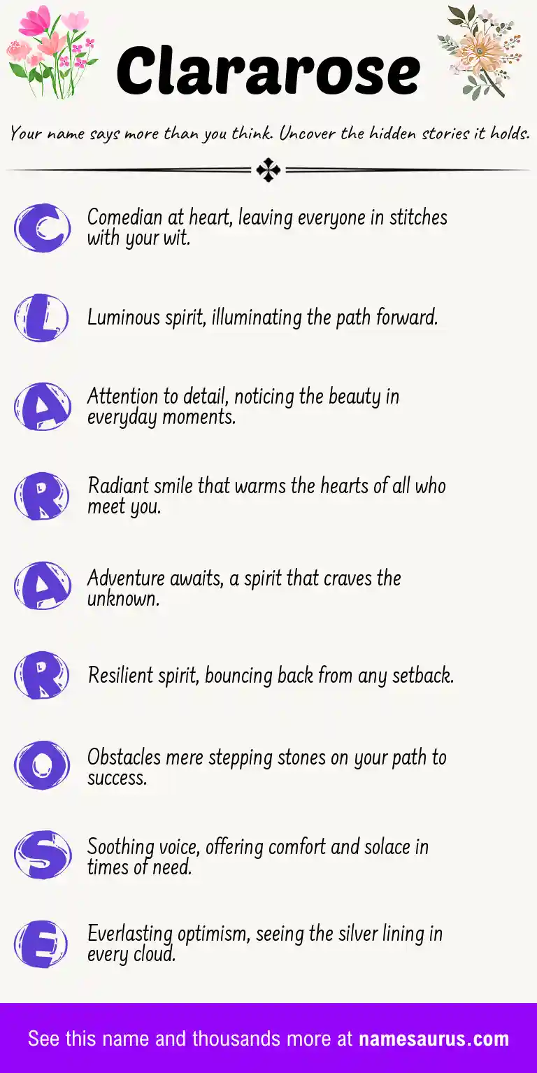 Acrostic poem about Clararose.