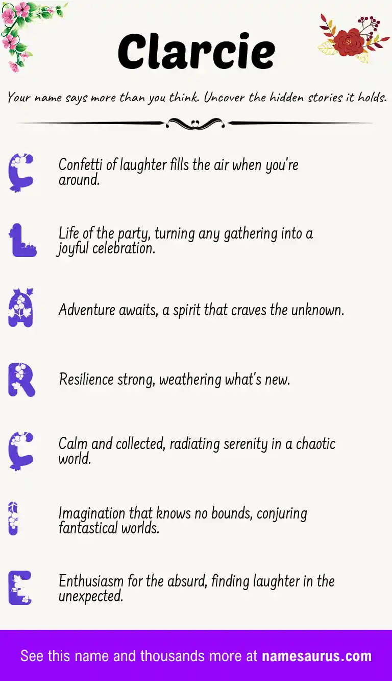 Acrostic poem about Clarcie.