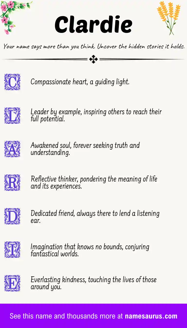 Acrostic poem about Clardie.