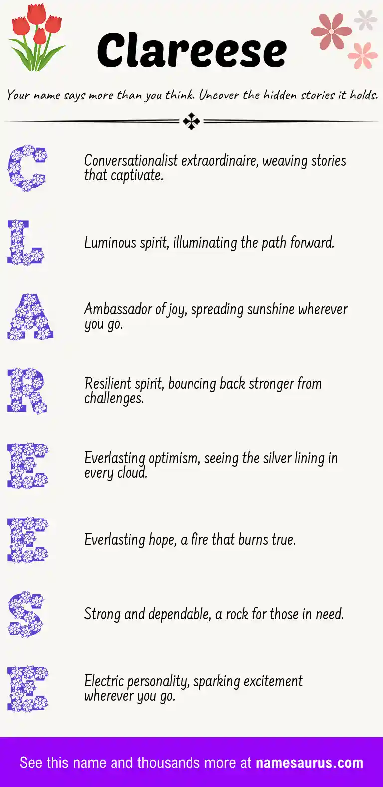 Acrostic poem about Clareese.