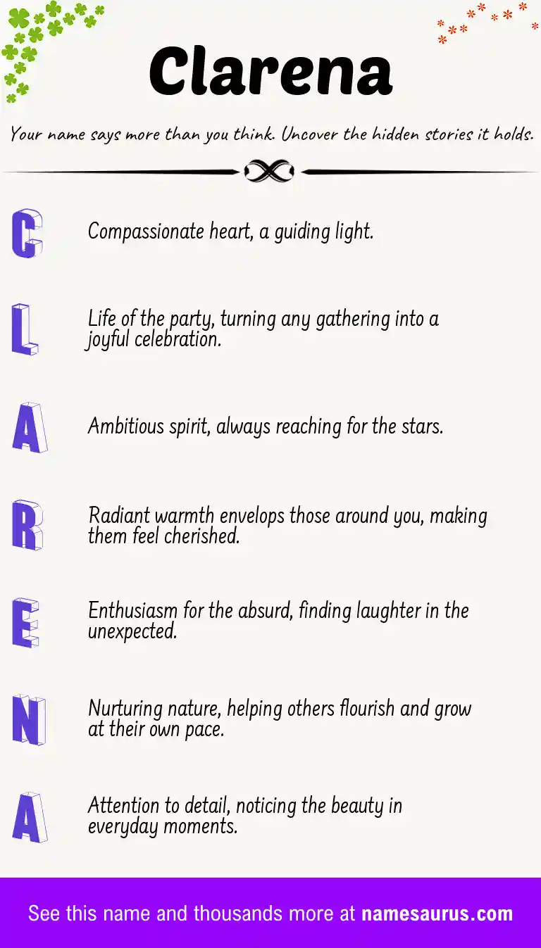 Acrostic poem about Clarena.