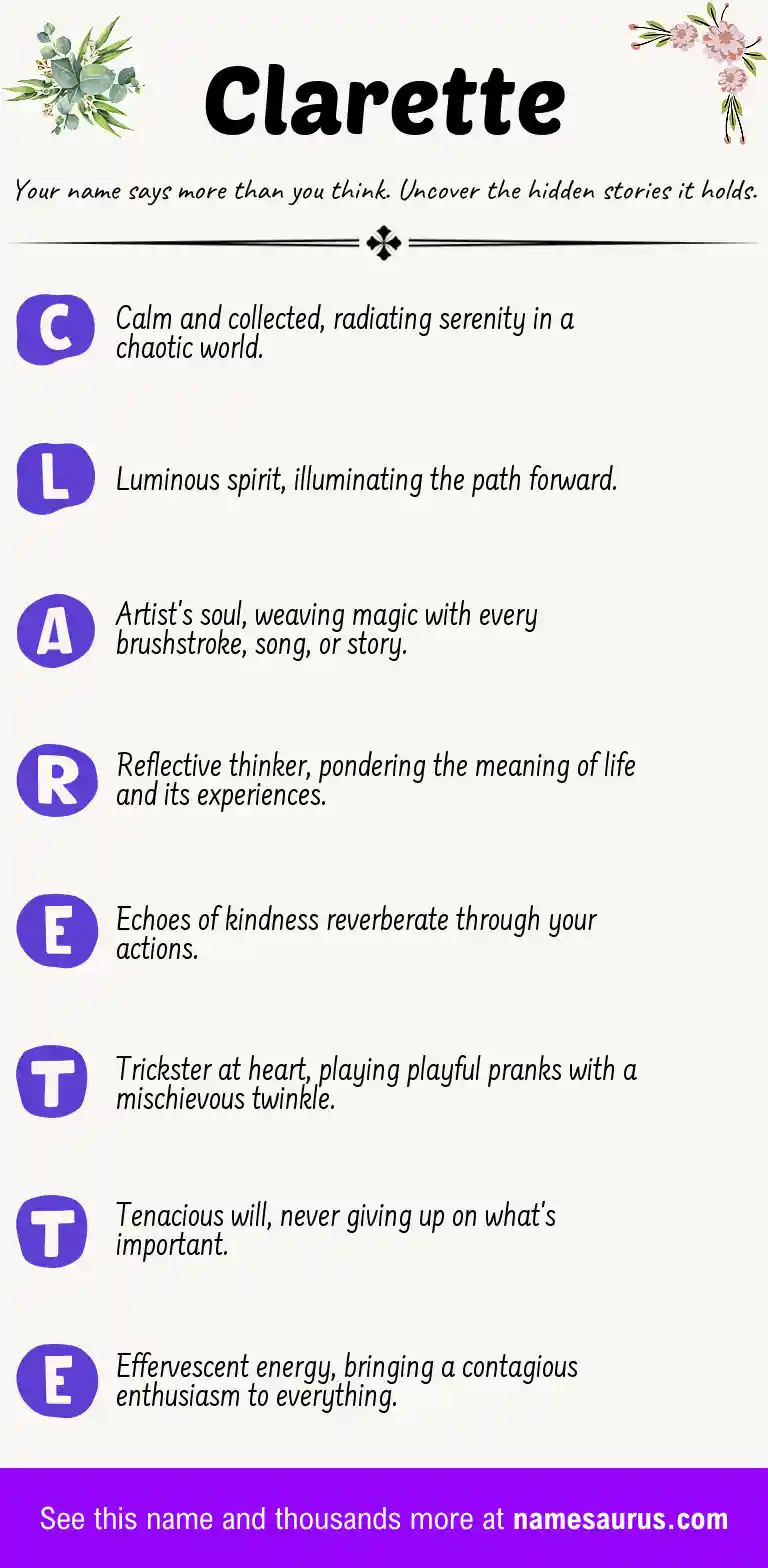 Acrostic poem about Clarette.