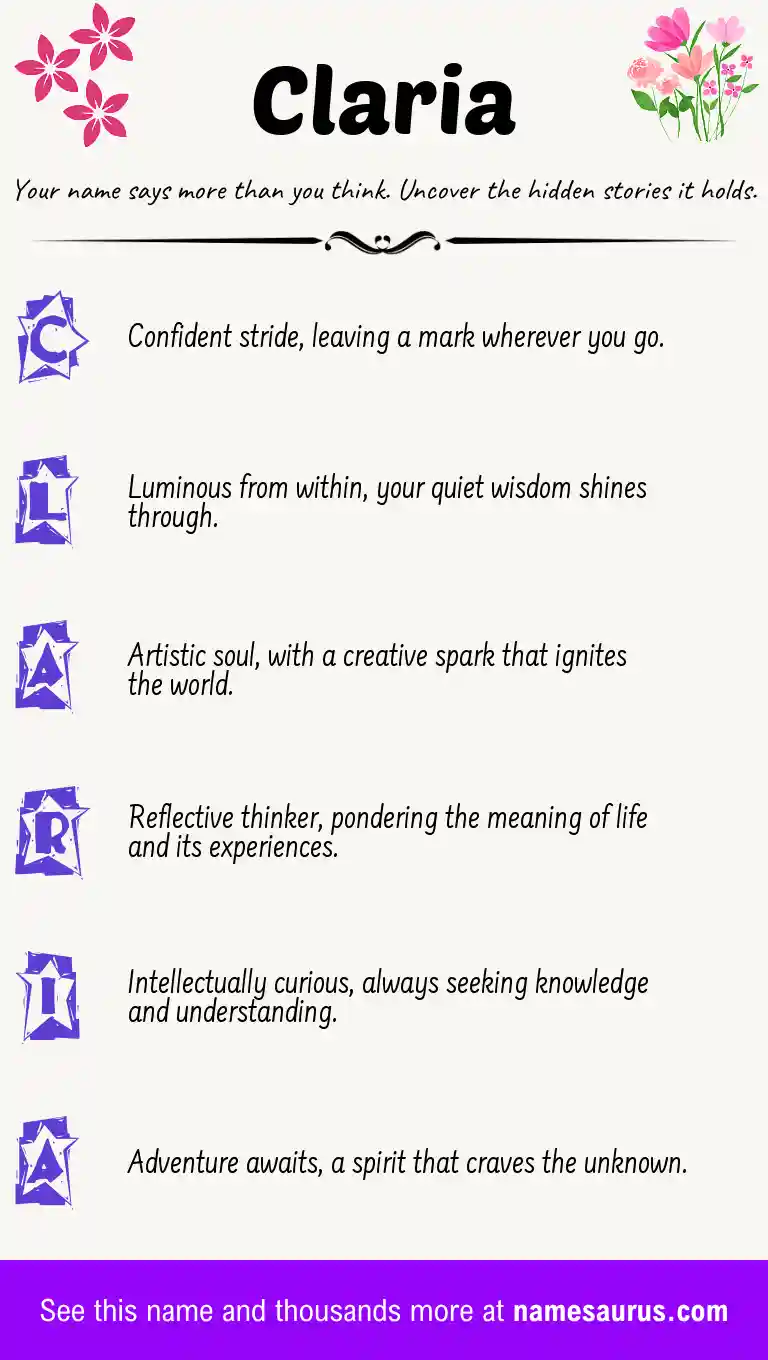 Acrostic poem about Claria.
