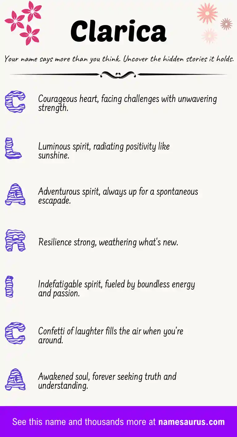 Acrostic poem about Clarica.