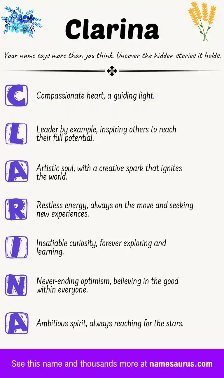 Acrostic poem about Clarina.