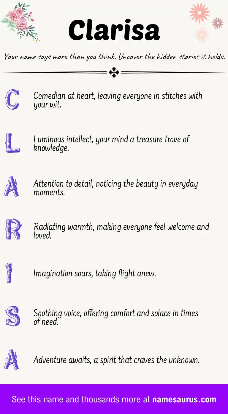 Acrostic poem about Clarisa.