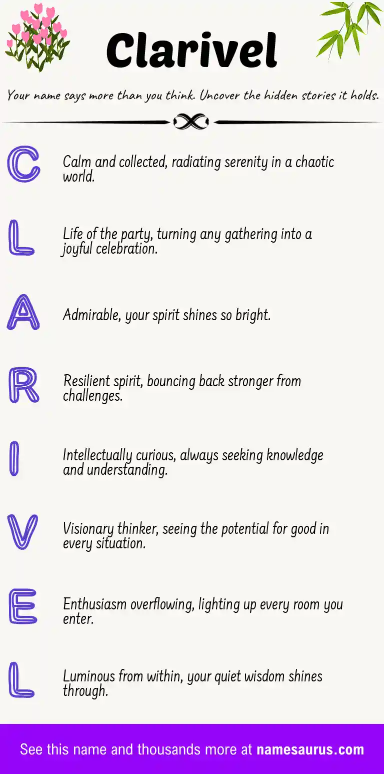 Acrostic poem about Clarivel.