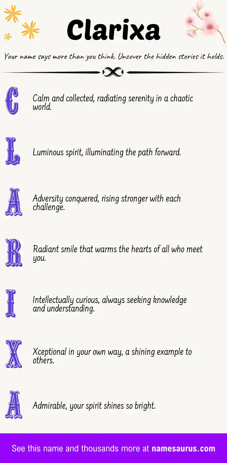 Acrostic poem about Clarixa.