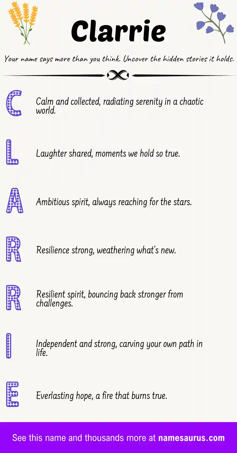 Acrostic poem about Clarrie.