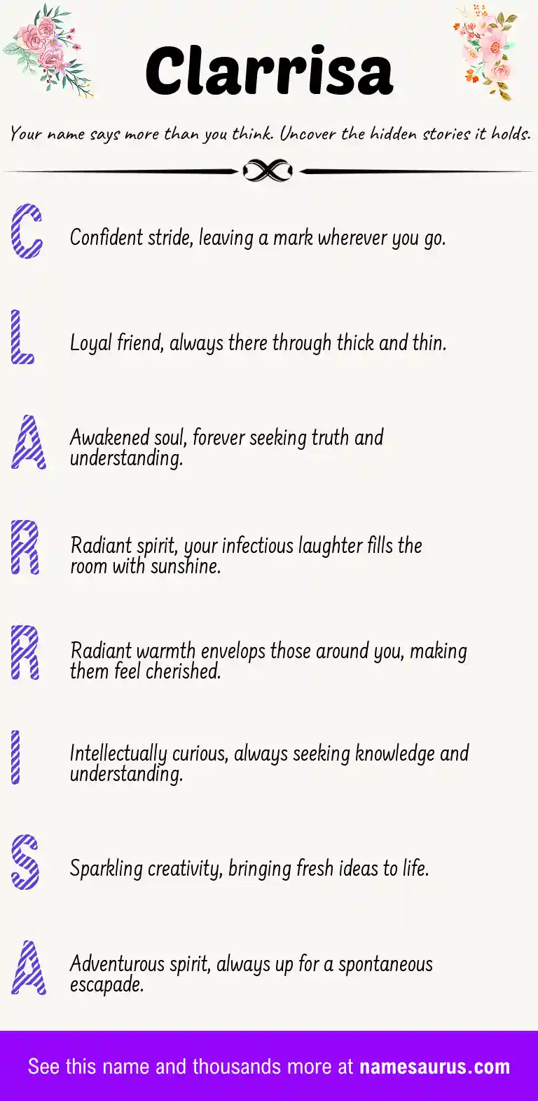 Acrostic poem about Clarrisa.