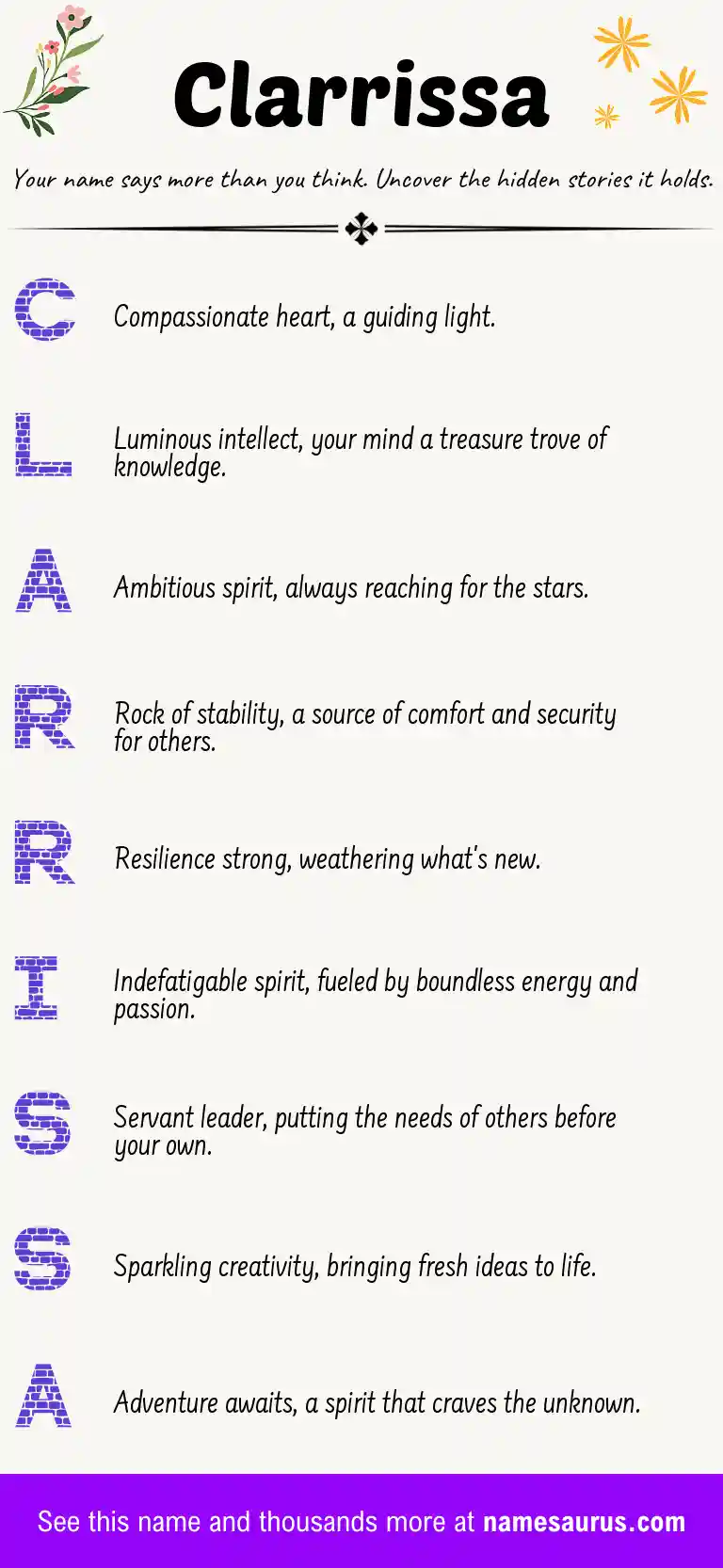 Acrostic poem about Clarrissa.