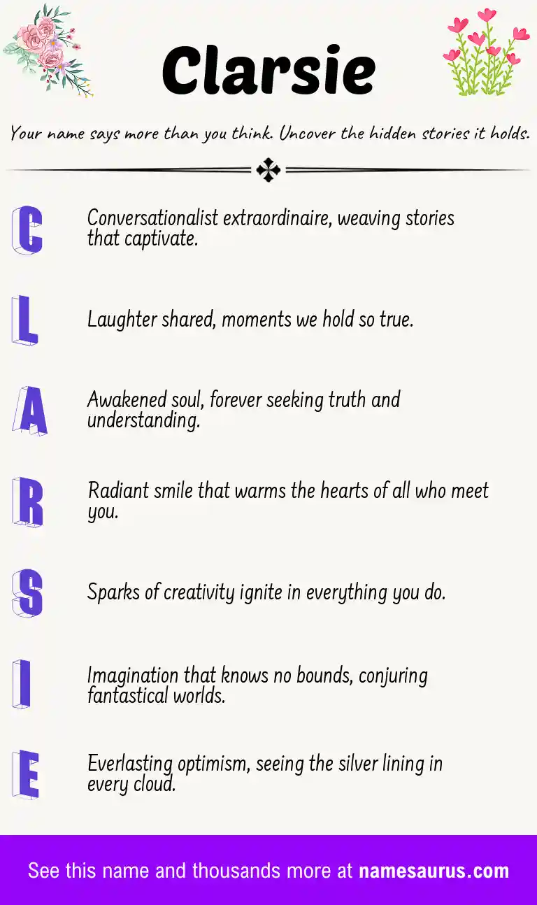 Acrostic poem about Clarsie.