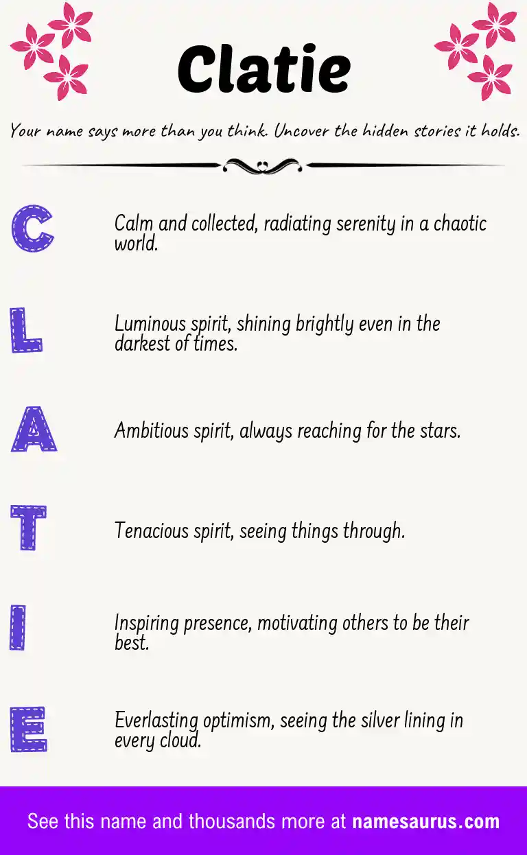 Acrostic poem about Clatie.