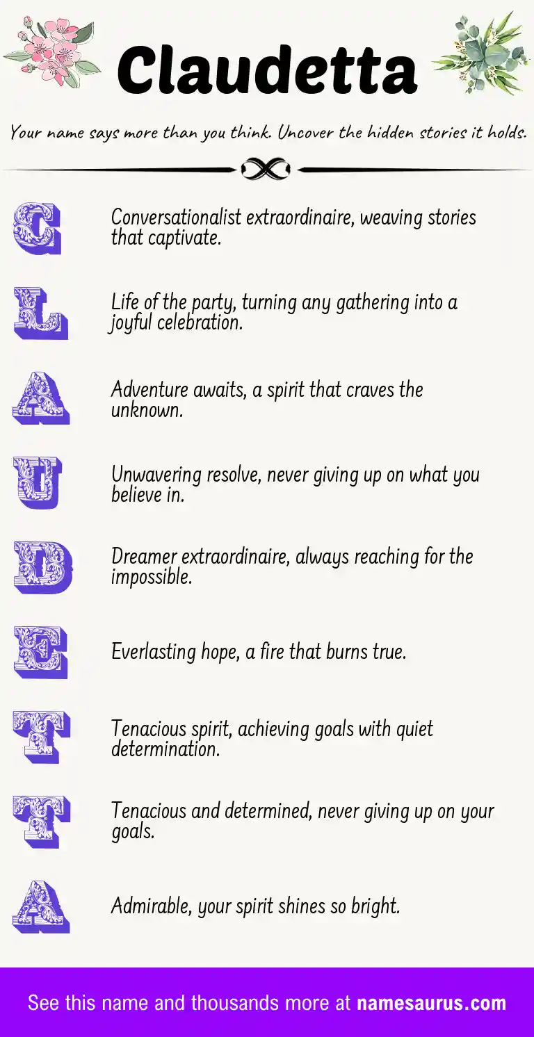 Acrostic poem about Claudetta.