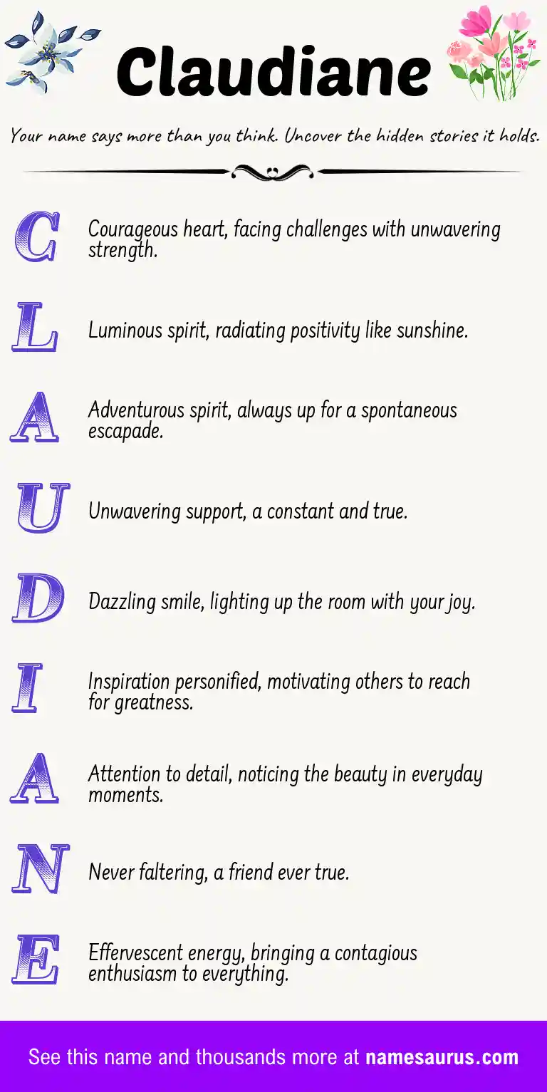 Acrostic poem about Claudiane.