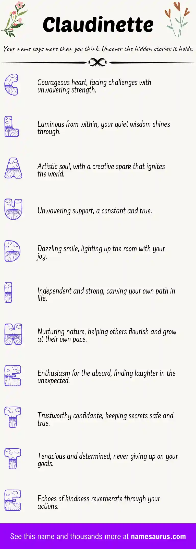 Acrostic poem about Claudinette.