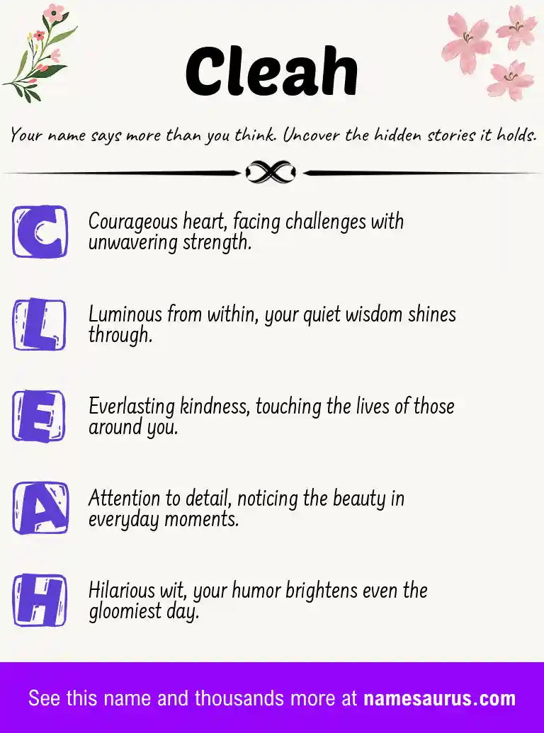 Acrostic poem about Cleah.