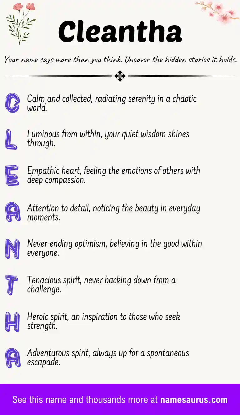 Acrostic poem about Cleantha.