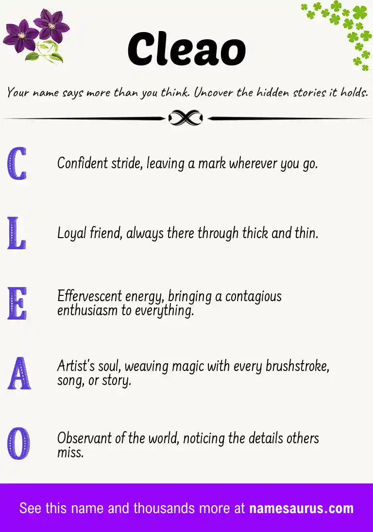 Acrostic poem about Cleao.